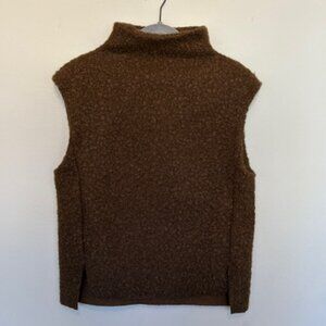 Zara Textured Brown Sleeveless Turtleneck Sweater
